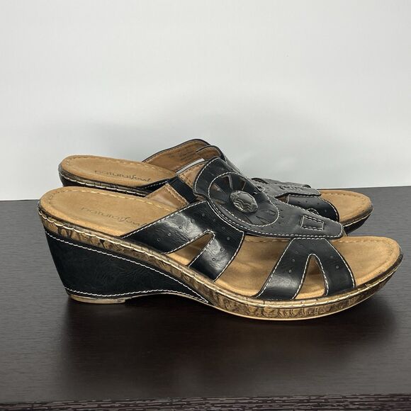 Natural Soul by Naturalizer Sandals 9.5 M Black Comfort Shoes Boho Medallion - Picture 8 of 11